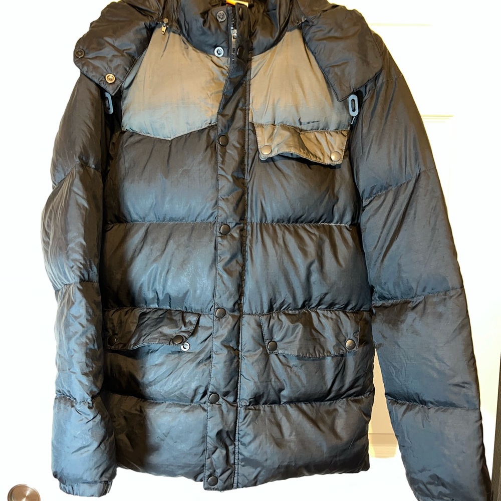 Nike Men's Black and Gray Down Fill Puffer Jacket- VTG The Athletic Dept Tag